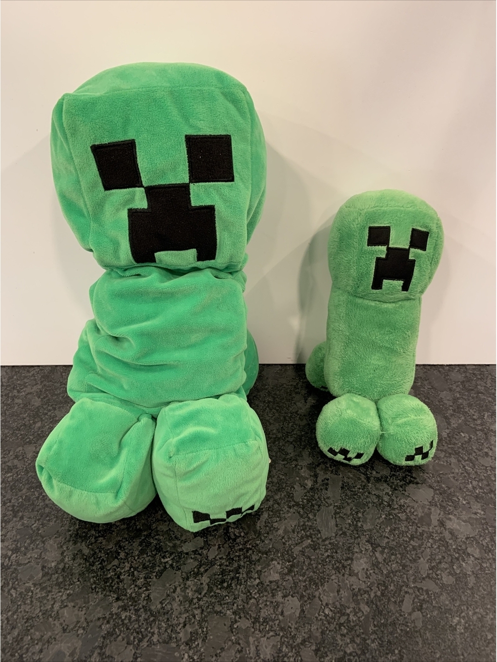 Lot of 2 Minecraft Mojang Jinx Creeper Green Stuffed Animal Toy Plushes 18" 12"